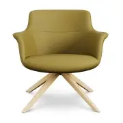 Fotel obrotowy Robin z drewnianą podstawą niski