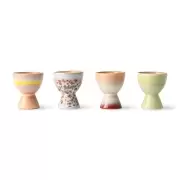 Zestaw 4 ceramicznych podstawek do jajek 70s HKliving