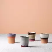 Zestaw 8 ceramicznych kubkw do cappuccino 70s grass HKliving