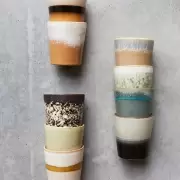 Zestaw 8 ceramicznych kubkw do cappuccino 70s bark HKliving