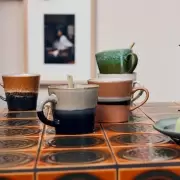 Zestaw 8 ceramicznych kubkw do cappuccino 70s ash HKliving