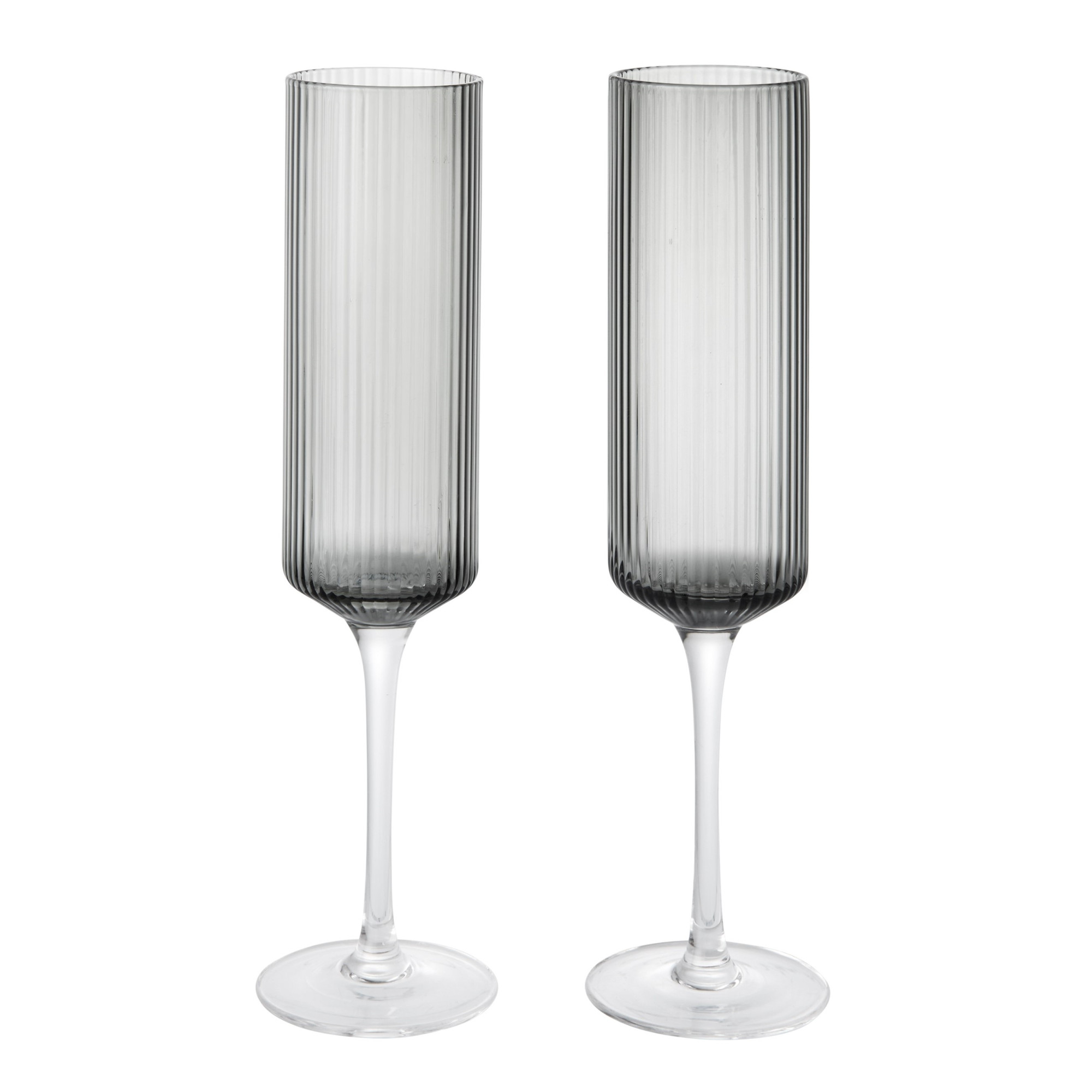 Kieliszki Do Szampana Ripple Flutes 2 Szt. Przydymione Szare Ferm Living