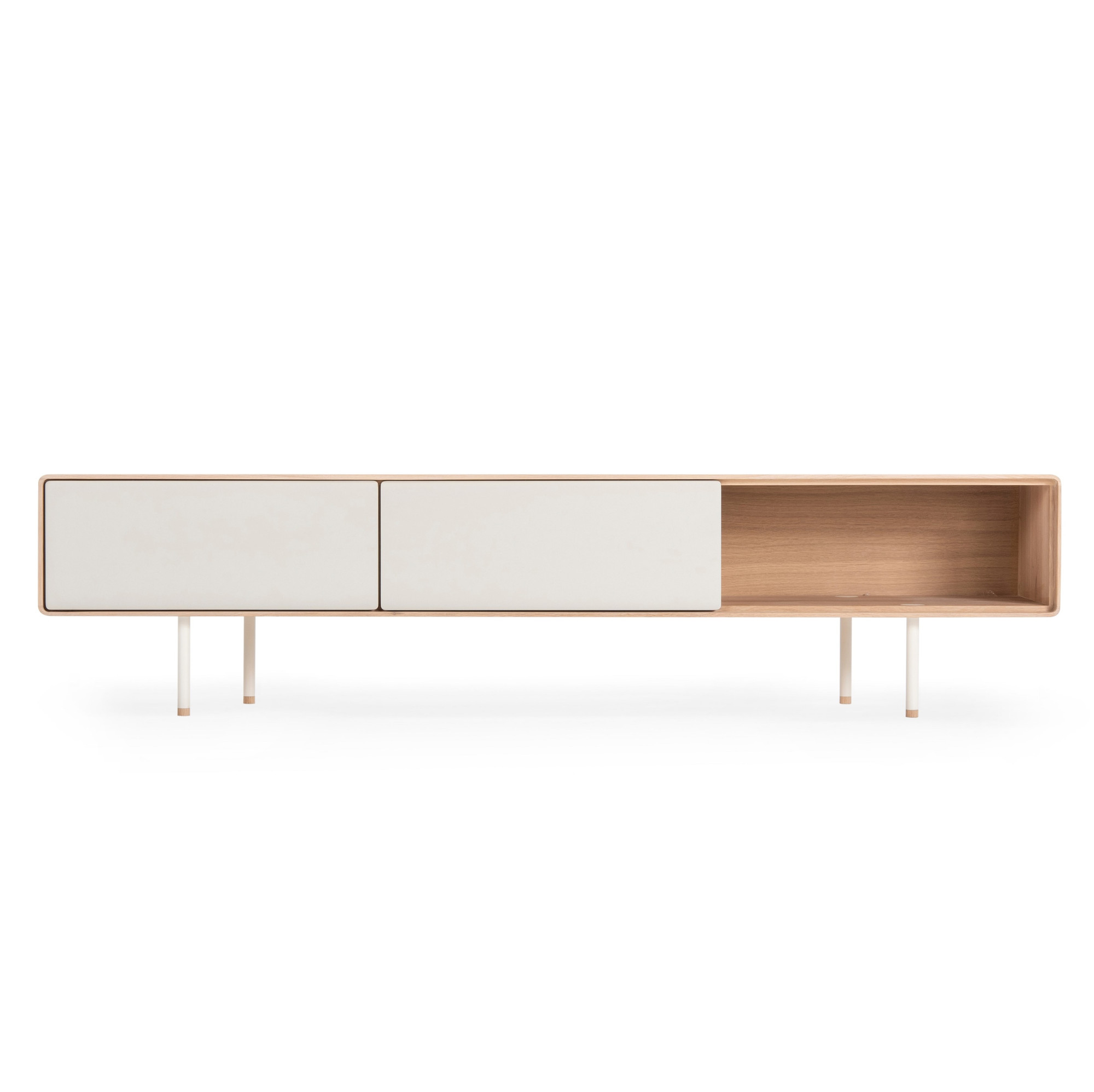 Komoda Dębowa Fina Niska 200X45X48 Cm Jasnoszara Gazzda