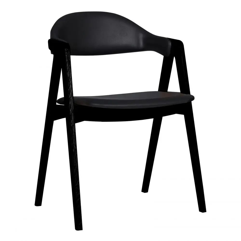 Krzesło Barrow czarny dąb czarna skóra