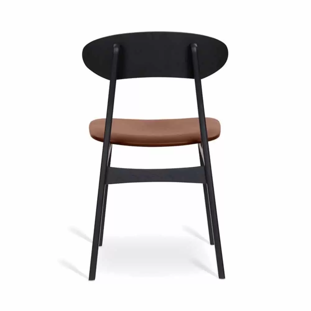 Krzesło Brandy czarny dąb brązowa skóra