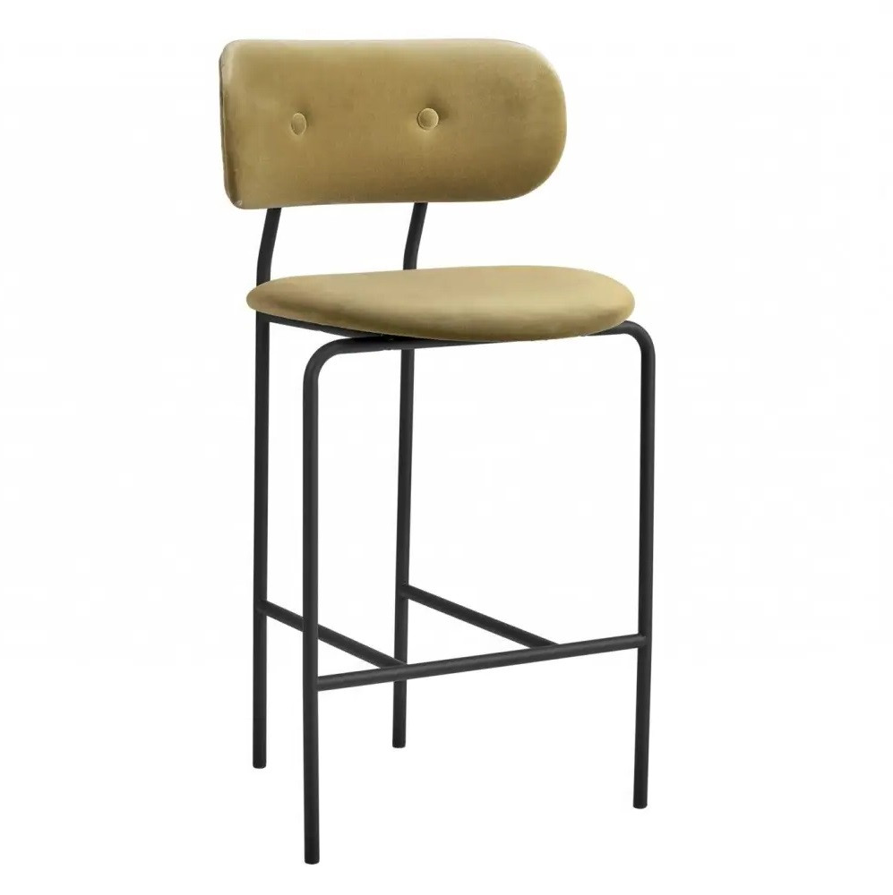 Krzesło Barowe Coco Counter Velvet Grey Green Gubi