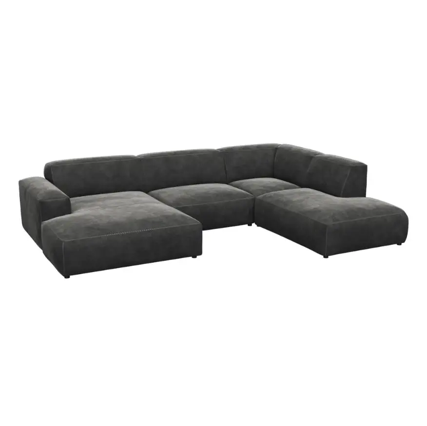 Sofa Revers 1.5 seater + Open end + Chaiselong silver grey