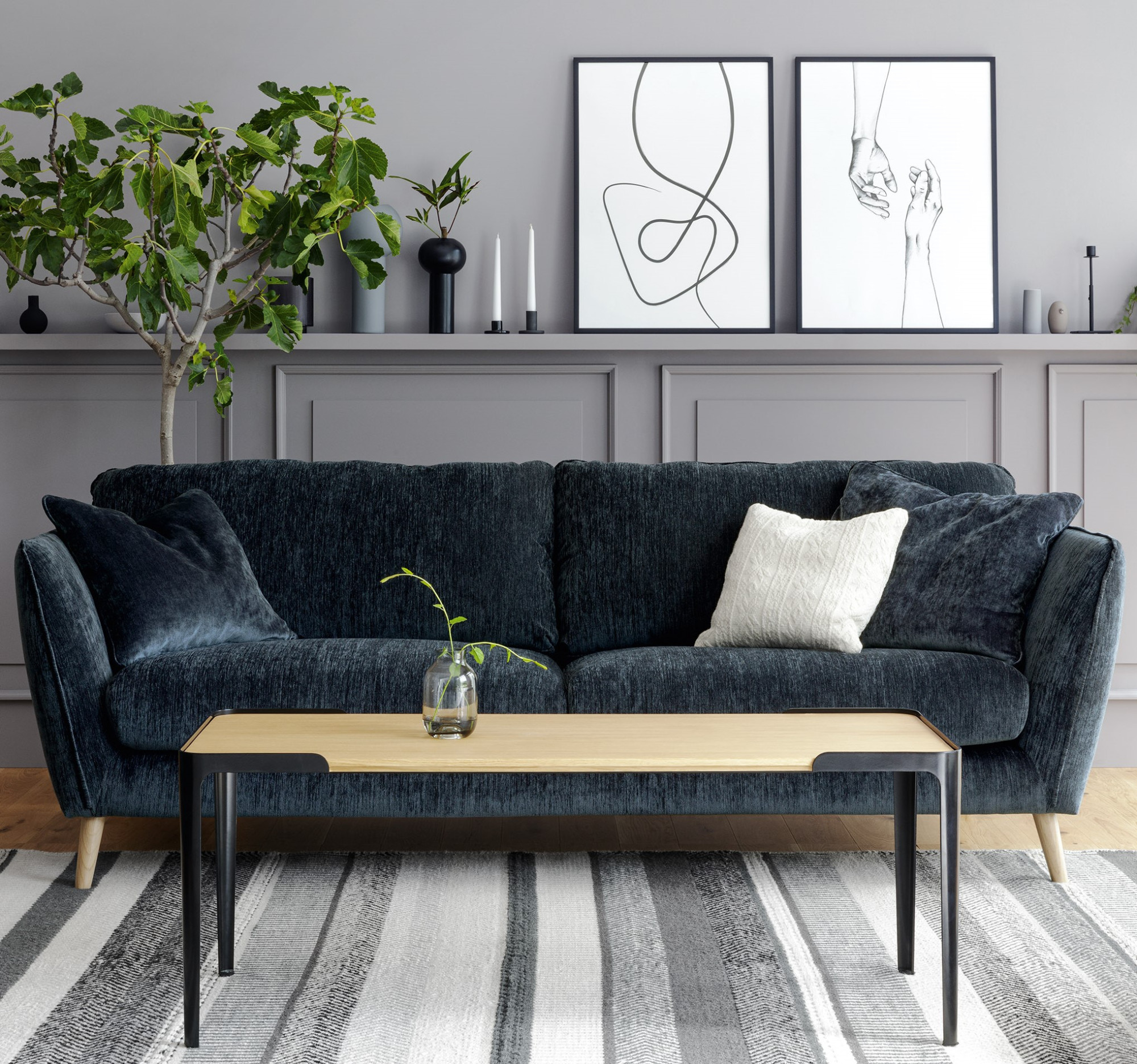 Sofa Stella 3 Seater Atropa Dark Blue Sits