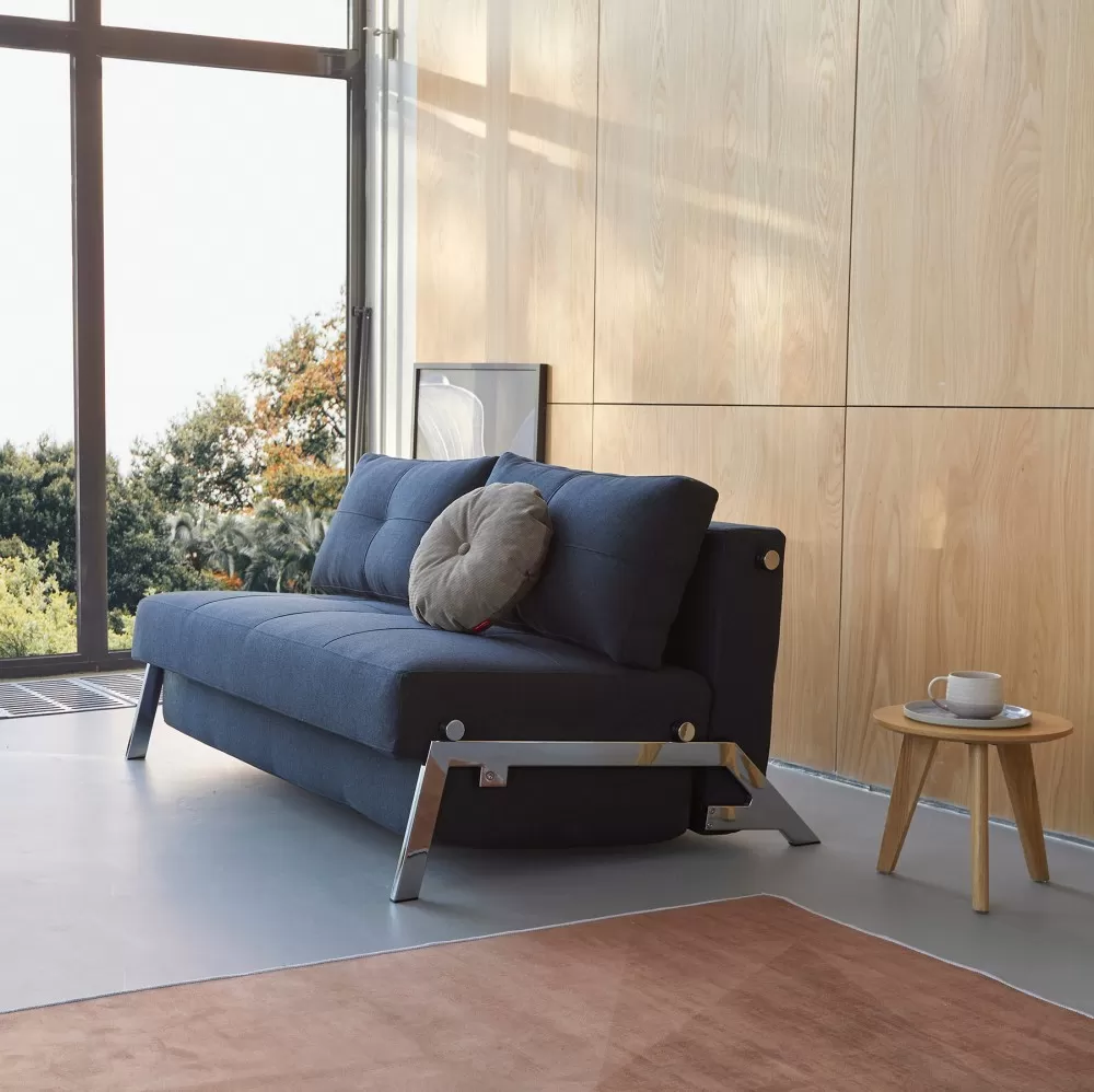 Sofa rozkładana Cubed 140 cm chromowana podstawa Dance Blue Innovation