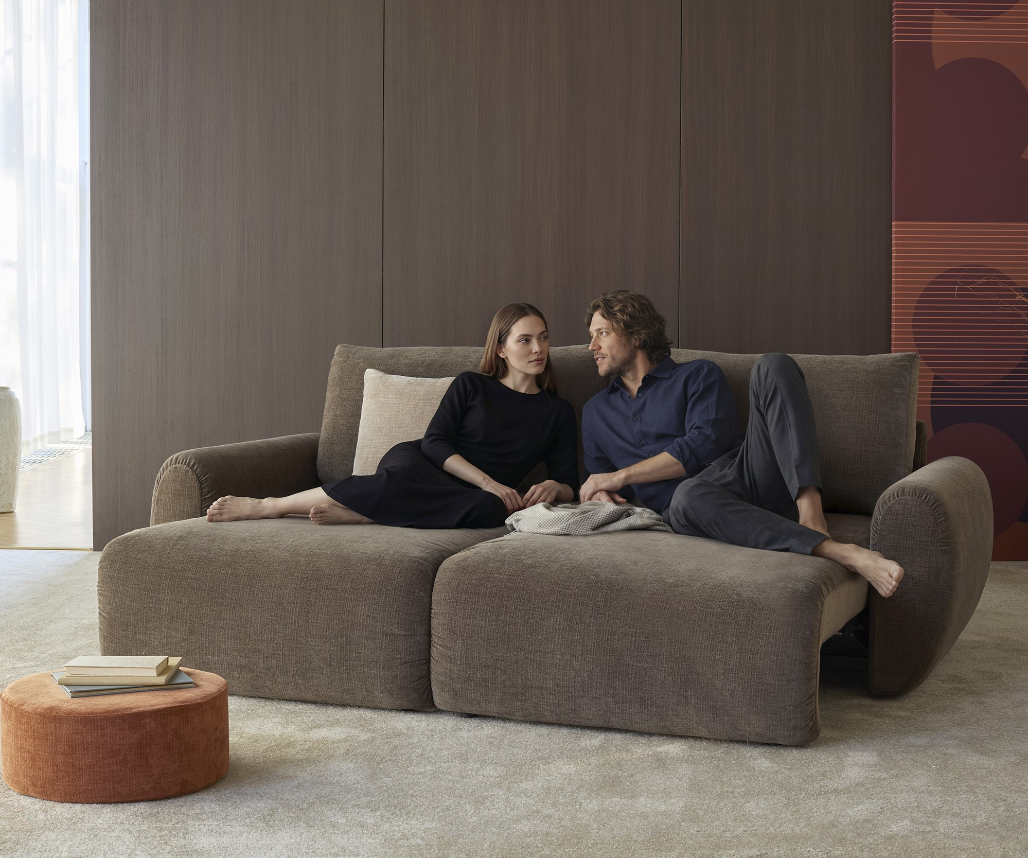 Sofa Rozkładana Norum Curve Arms Esina Cedar Brown Innovation