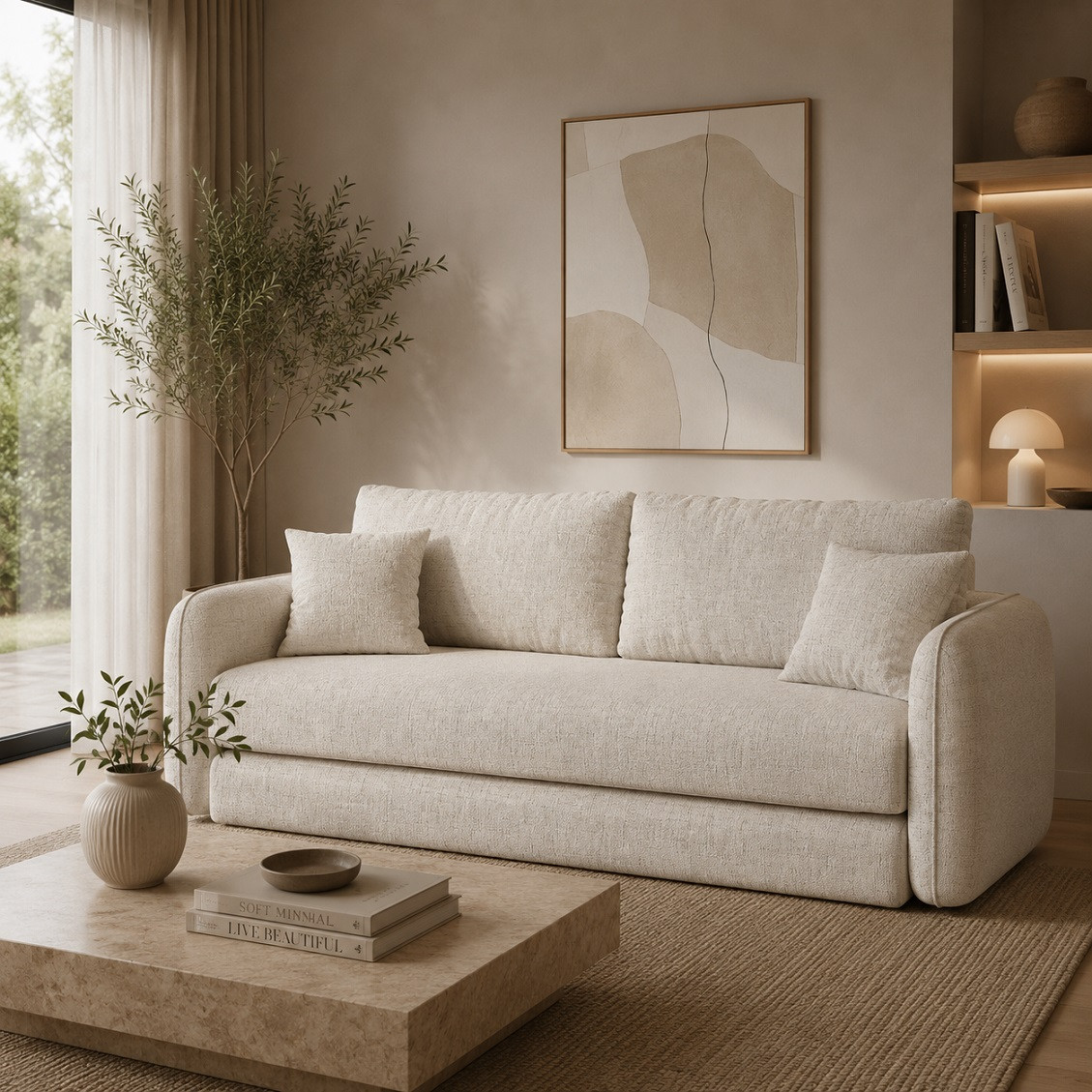 Sofa Z Funkcją Spania Dormi Jasnobeżowa Micadoni