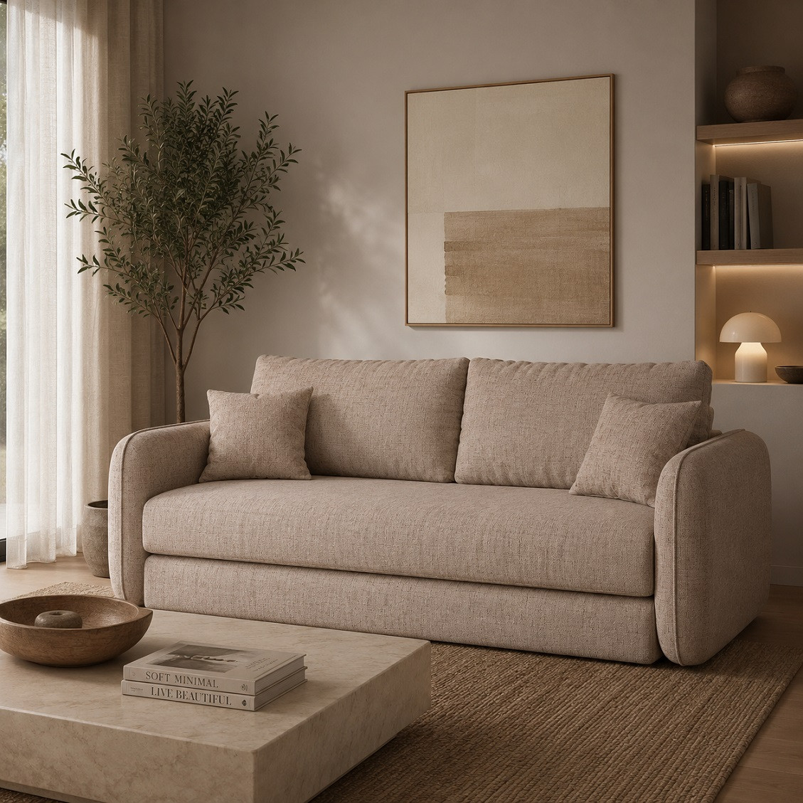 Sofa Z Funkcją Spania Dormi Jasnobrązowa Micadoni