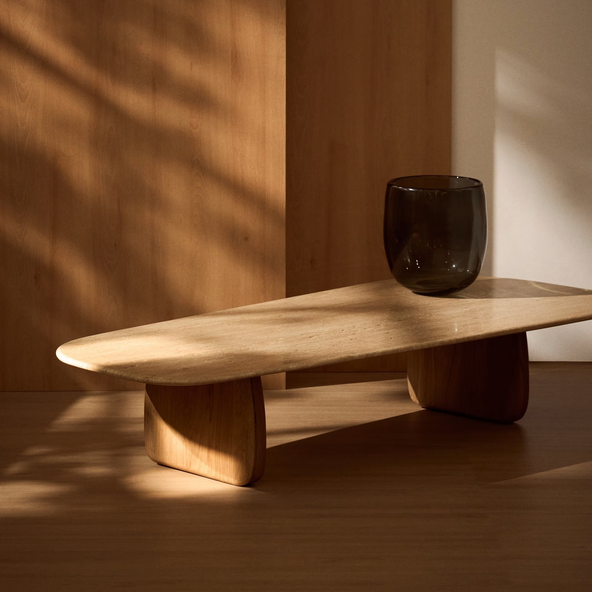 Stolik Kawowy Pirita Blat Trawertyn - Podstawa Naturalny Dąb Kave Home