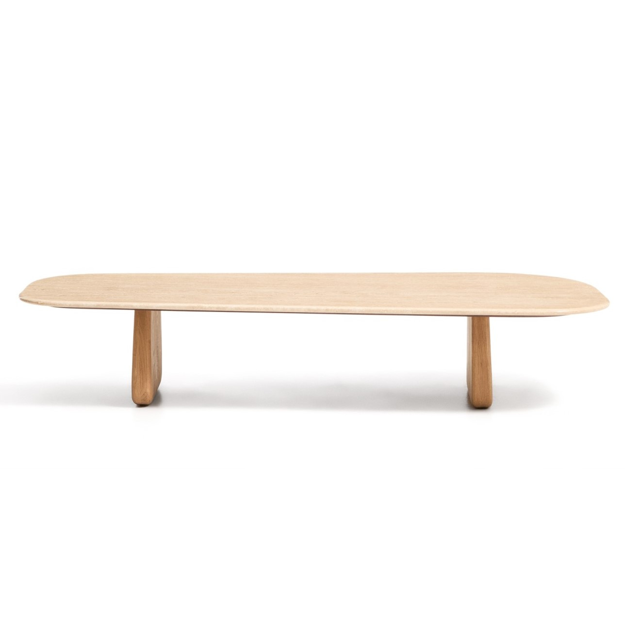 Stolik Kawowy Pirita Blat Trawertyn - Podstawa Naturalny Dąb Kave Home