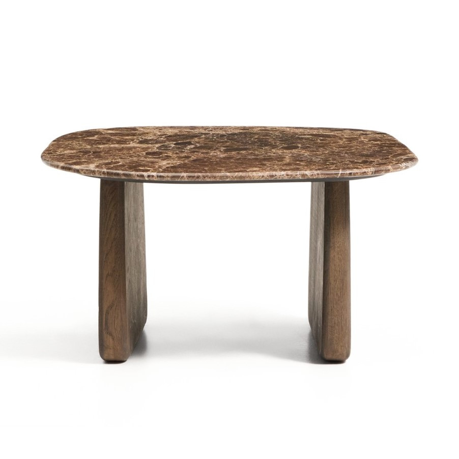 Stolik Okazjonalny Pirita Blat Marmur - Podstawa Ciemny Dąb Kave Home