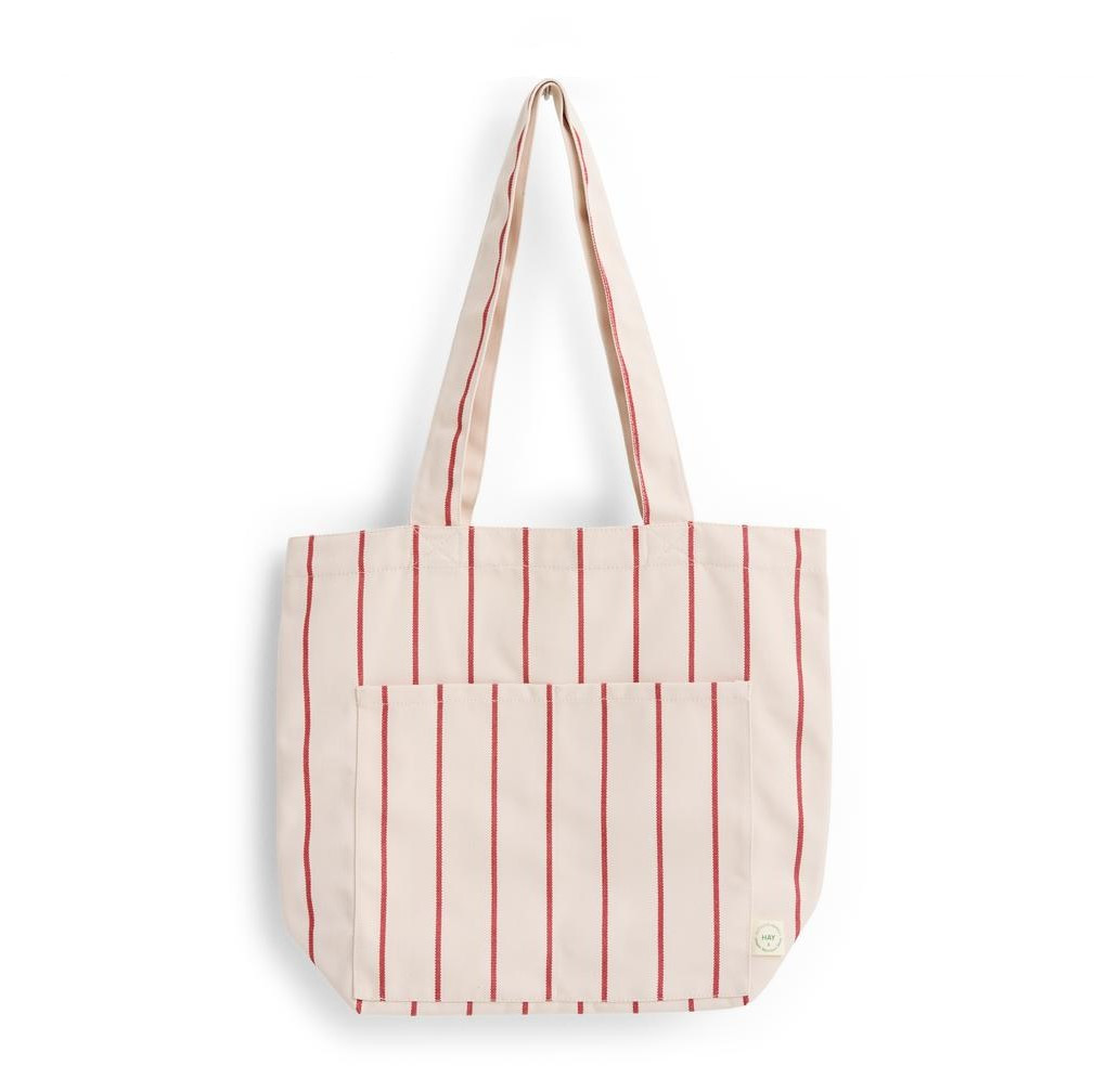 Torba Na Zakupy Outdoor Market Beżowa W Czerwone Pasy Hay