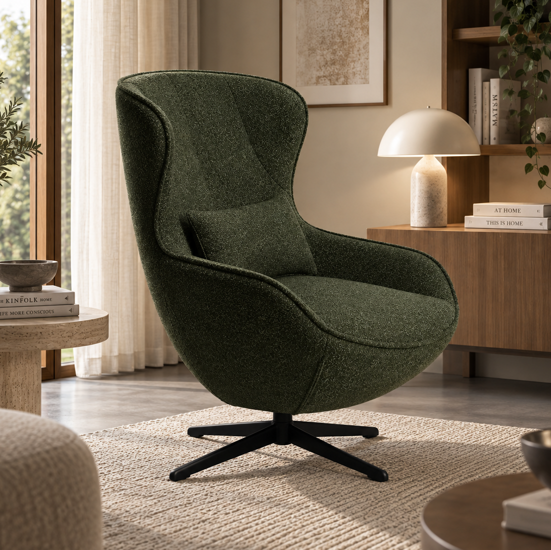 Fotel Obrotowy Sorile Zielony Kave Home