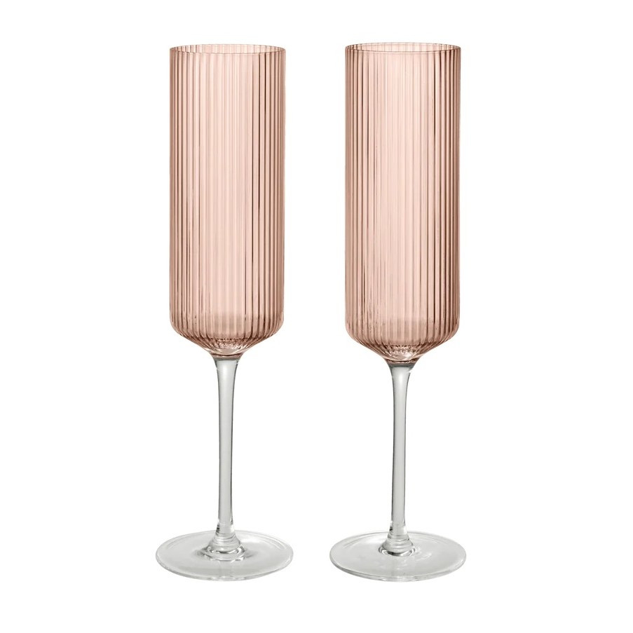 Kieliszki Do Szampana Ripple Flutes 2 Szt. Różowe Ferm Living