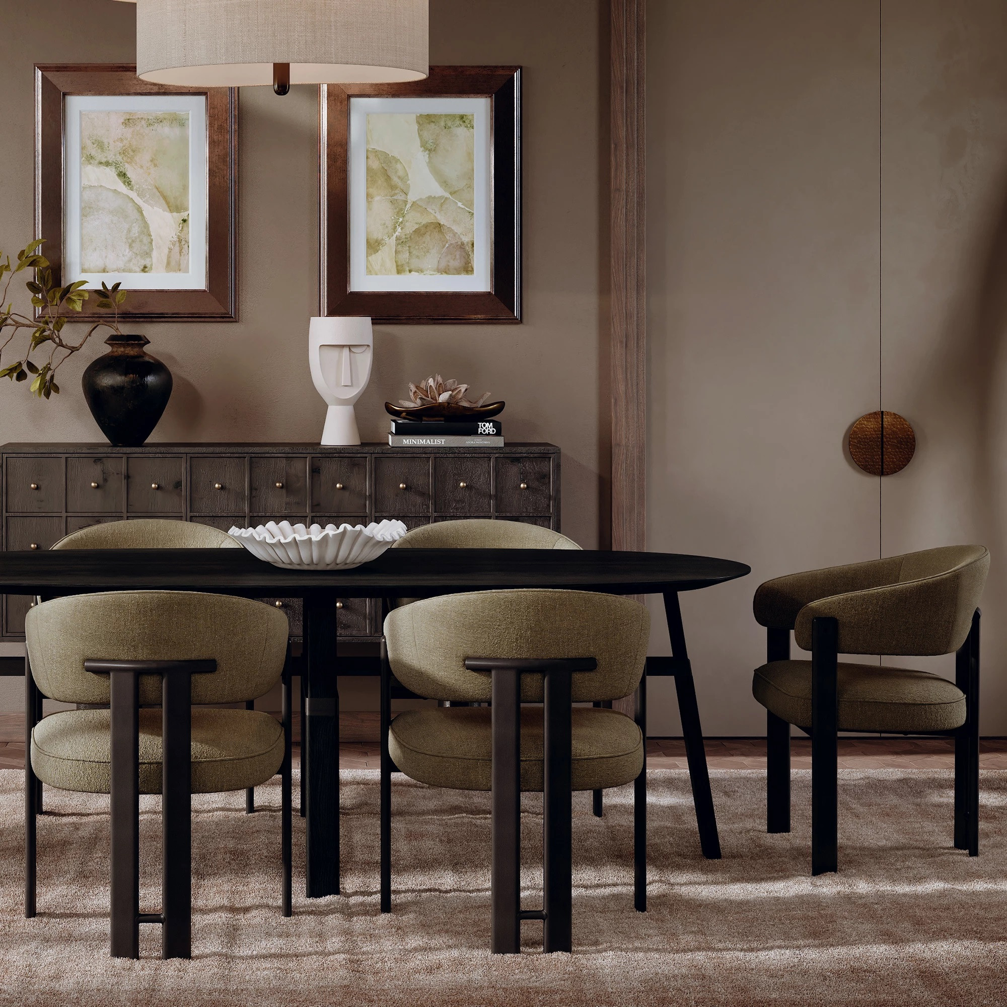 Krzesło Duct Z Podłokietnikiem Bouclé Dark Olive - Nogi Antique Pewter Dan-Form