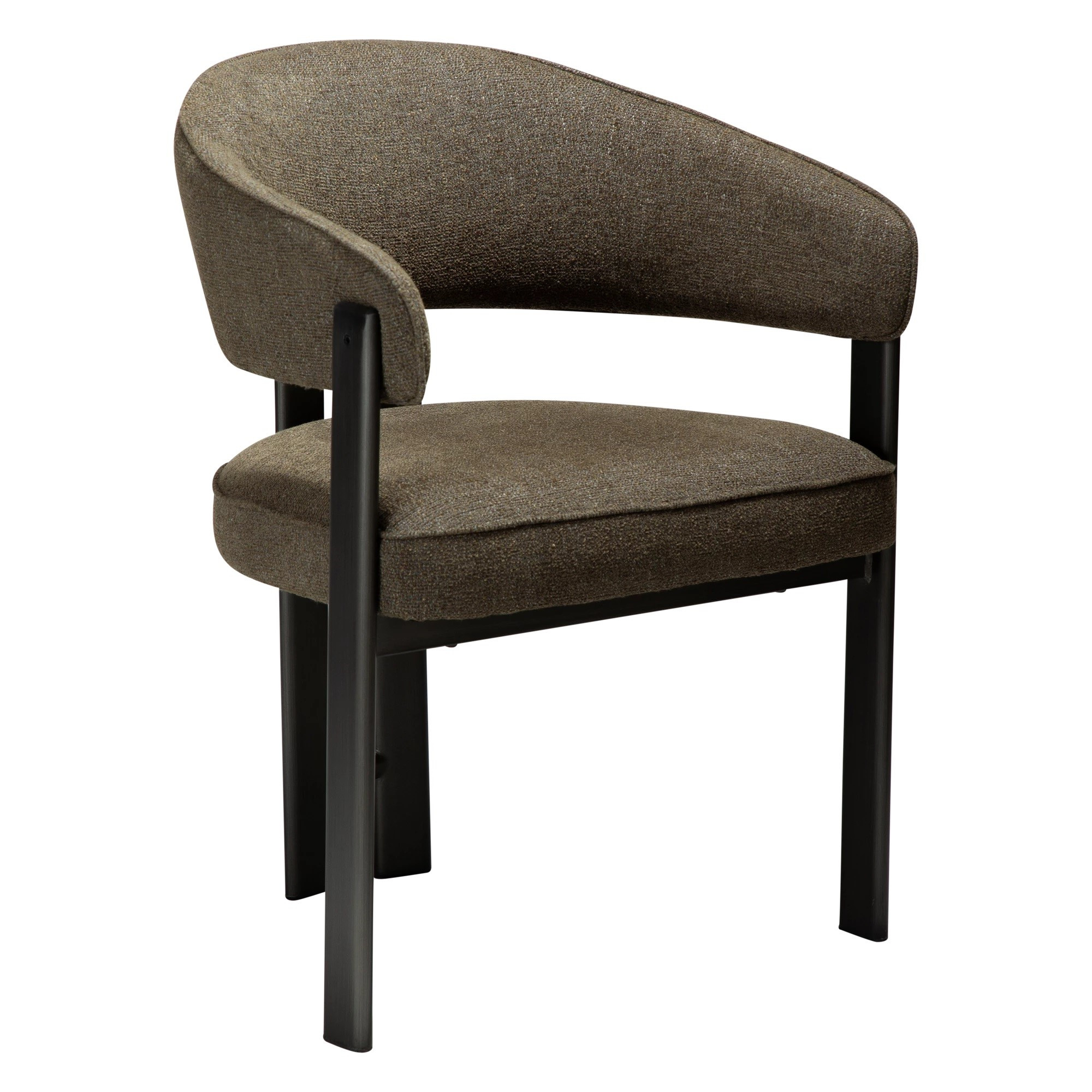 Krzesło Duct Z Podłokietnikiem Tkanina Bouclé Dark Olive - Nogi Antique Pewter Dan-Form