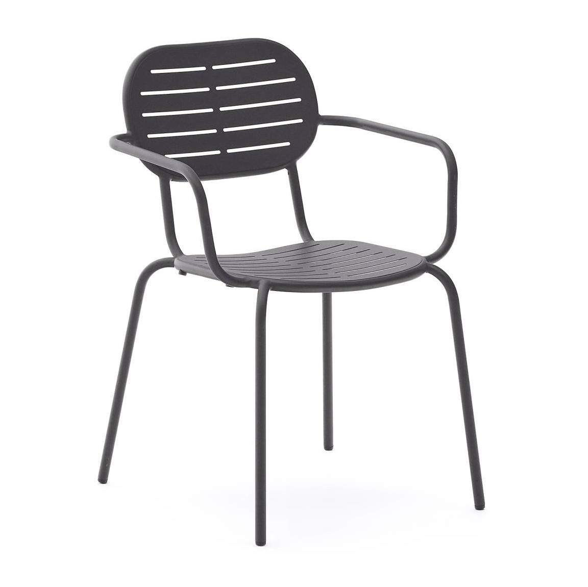 Krzesło Ogrodowe Brai Z Podłokietnikiem Ciemnoszare Kave Home