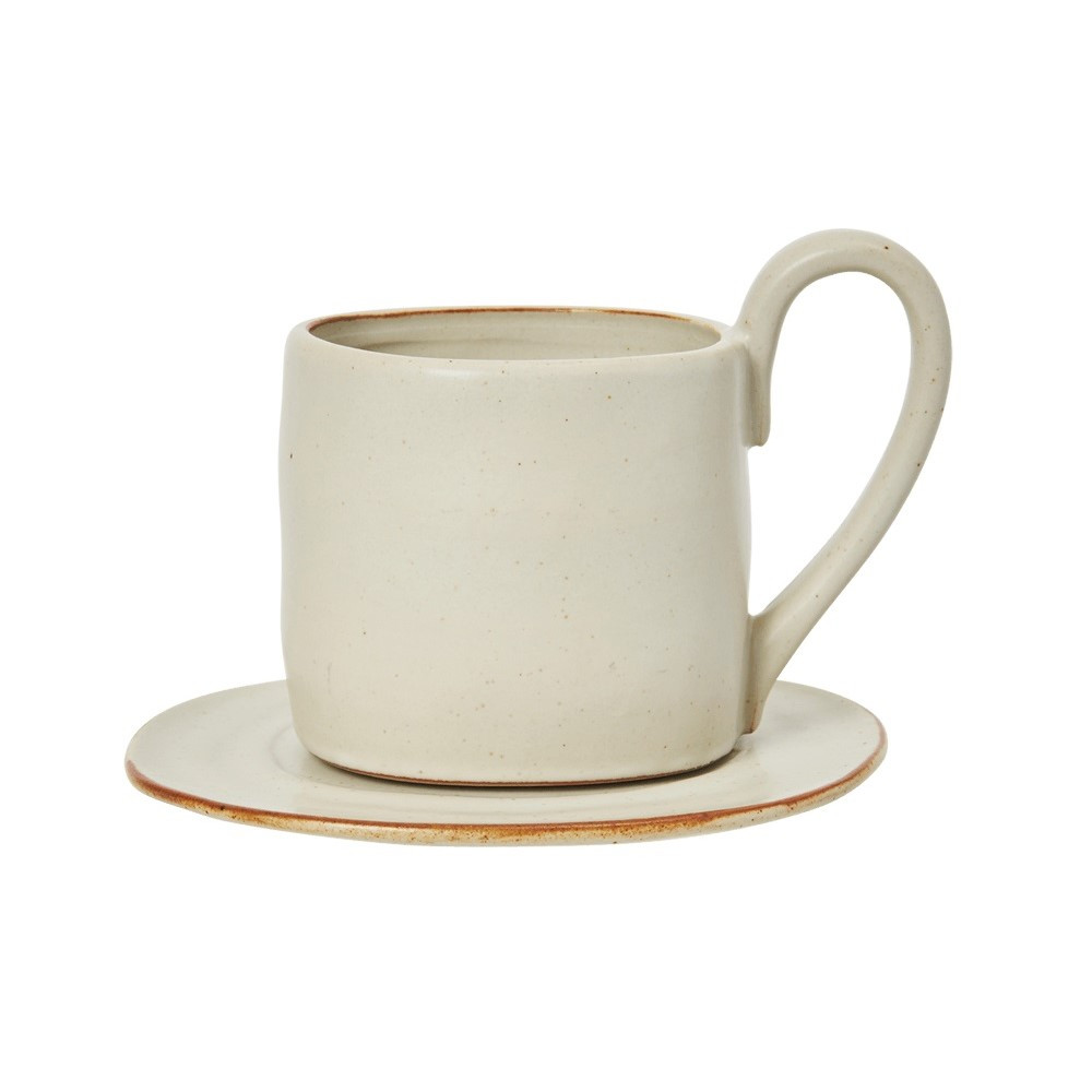 Kubek Z Podstawką Flow Złamana Biel Ferm Living