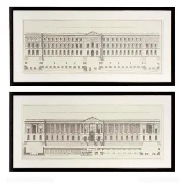 Obrazy La Facade Du Louvre set of 2 Eichholtz