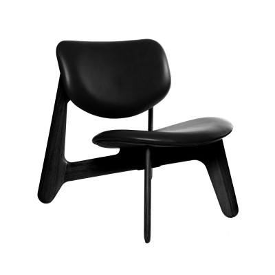 Fotel Slab czarny dąb, czarna skóra Tom Dixon