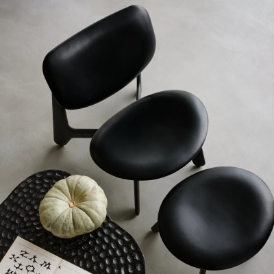 Fotel Slab czarny dąb, czarna skóra Tom Dixon