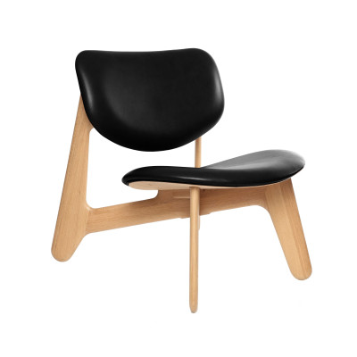 Fotel Slab naturalny dąb, czarna skóra Tom Dixon