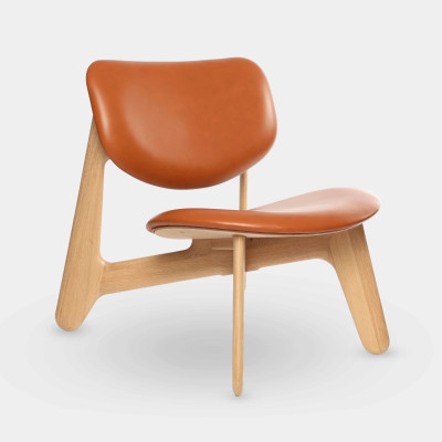 Fotel Slab naturalny dąb, koniakowa skóra Tom Dixon