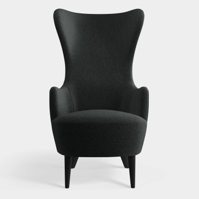 Fotel Wingback kvadrat melange dark grey Tom Dixon