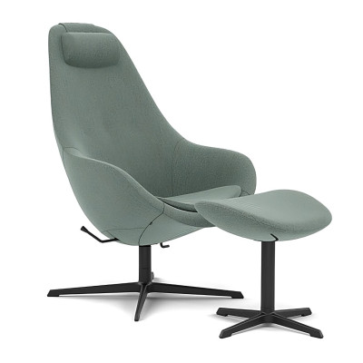 Ergonomic armchair with footrest Kokon Petrol, Re-Wool 868 Varier