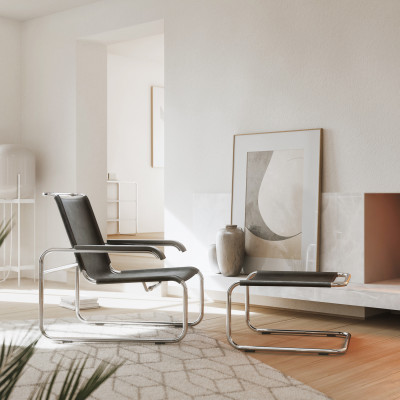 Fotel S 35 L Skórzany Czarny Thonet