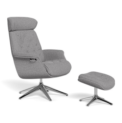 Fotel Wypoczynkowy Volden High z podnóżkiem Soft Grey Flexlux