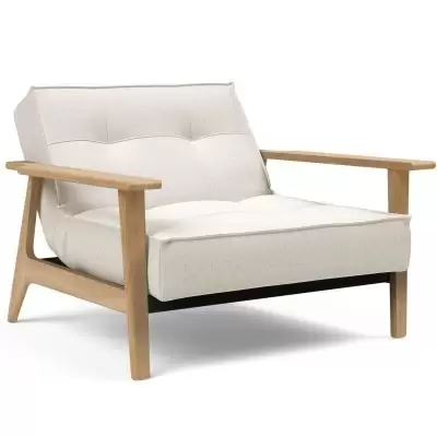 Fotel rozkładany Splitback Frej dąb naturalny Boucle Off-White Innovation