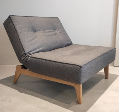 Fotel rozkładany Splitback dąb naturalny - Flashtex 216 Dark Grey Innovation