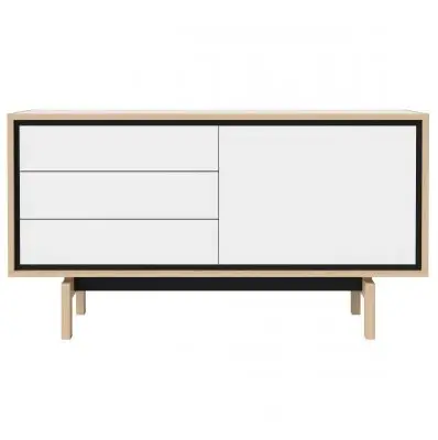 KOMODA FLOOW 136 CM DĄB BIELONY- BIAŁY LAMINAT BOLIA