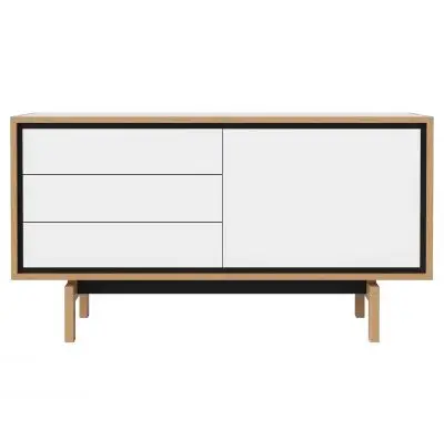 KOMODA FLOOW 136 CM DĄB OLEJOWANY - BIAŁY LAMINAT BOLIA