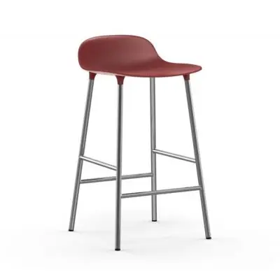 Krzesło Barowe Form Chromowana Podstawa Czerwone Normann Copenhagen