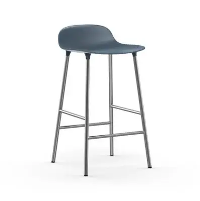 Krzesło Barowe Form Chromowana Podstawa Niebieskie Normann Copenhagen