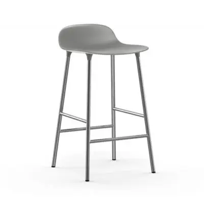 Krzesło Barowe Form Chromowana Podstawa Szare Normann Copenhagen