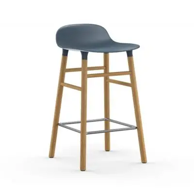 Krzesło Barowe Form Dębowa Podstawa Niebieskie Normann Copenhagen