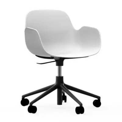 Krzesło Biurowe Form Z Podłokietnikami Czarna Podstawa Białe Normann Copenhagen
