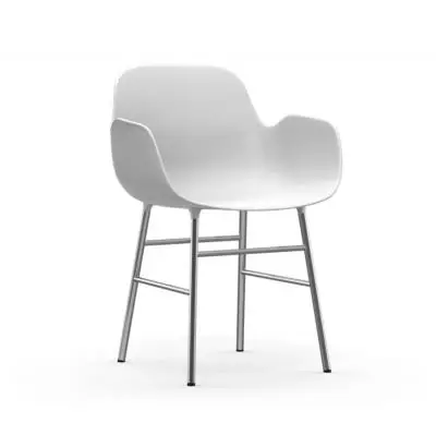 Krzesło Form Z Podłokietnikami Chromowana Podstawa Białe Normann