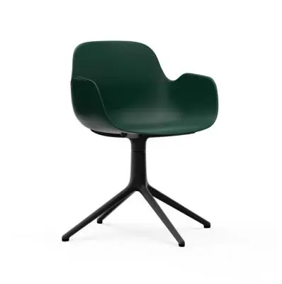 Krzesło Obrotowe Form Z Podłokietnikami Czarna Podstawa Zielone Normann Copenhag