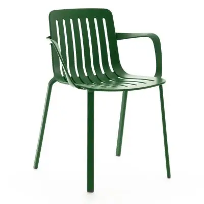 Krzesło Ogrodowe Plato Z Podłokietnikami Zielone Magis