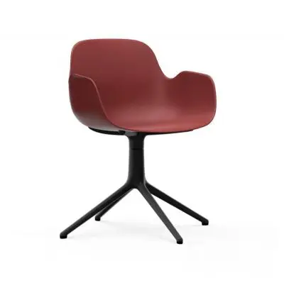 Krzesło Obrotowe Form Z Podłokietnikami Czarna Podstawa Czerwone Normann Copenha