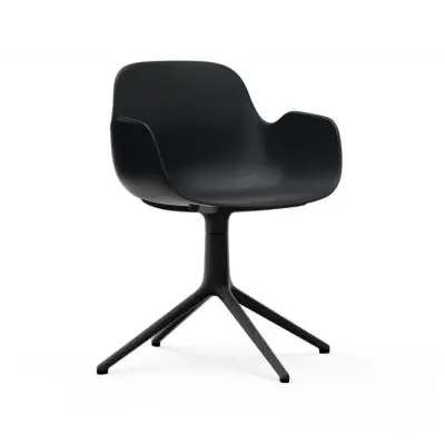 Krzesło Obrotowe Form Z Podłokietnikami Czarna Podstawa Czarne Normann Copenhage