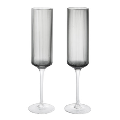 Kieliszki do szampana Ripple Flutes 2 szt. przydymione szare Ferm Living